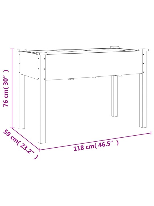 Kukkalaatikko vuorauksella 118x59x76 cm täysi kuusi