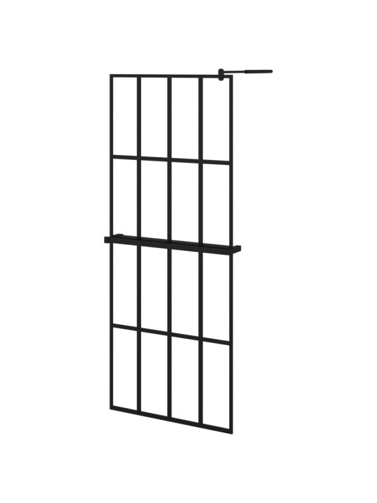 Suihkuseinäke hyllyllä musta 80x195 cm esg lasi ja alumiini