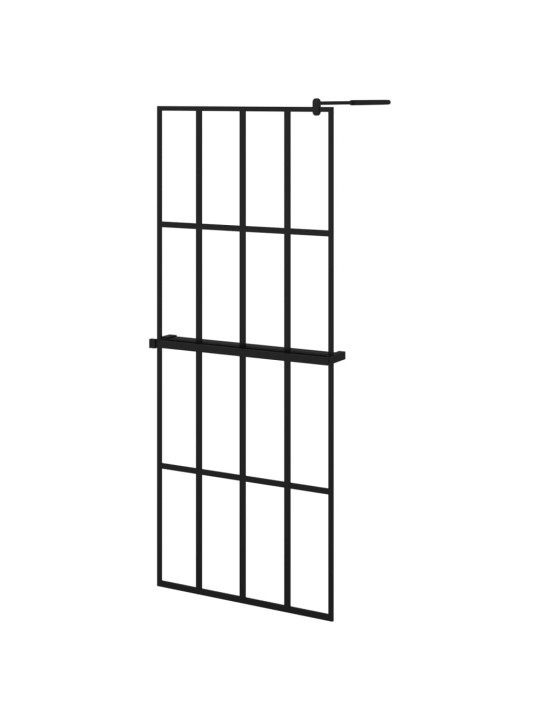 Suihkuseinäke hyllyllä musta 80x195 cm esg lasi ja alumiini