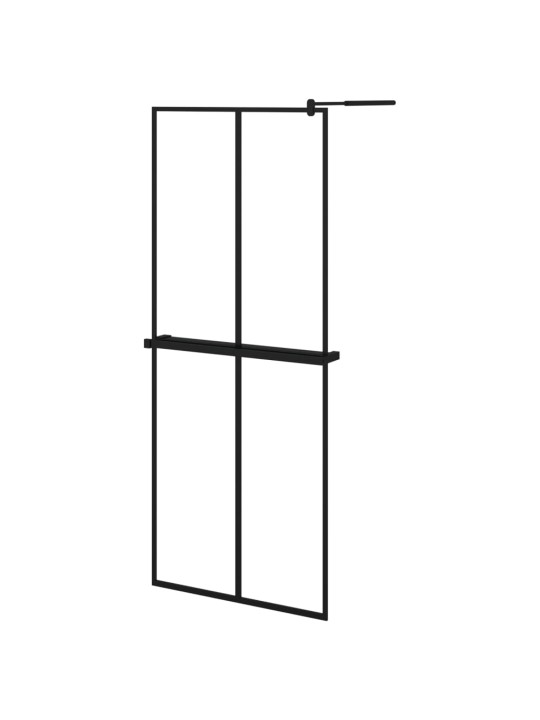 Suihkuseinäke hyllyllä musta 80x195 cm esg lasi ja alumiini