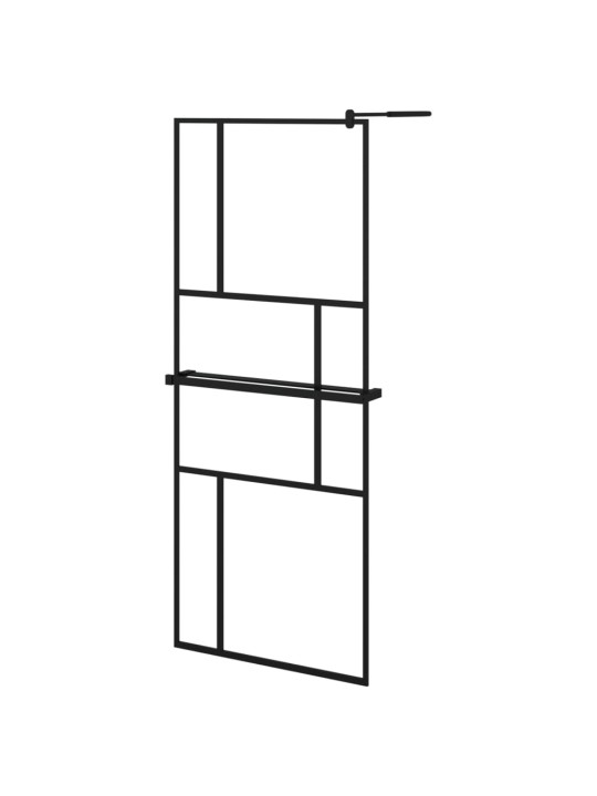 Suihkuseinäke hyllyllä musta 80x195 cm esg lasi ja alumiini