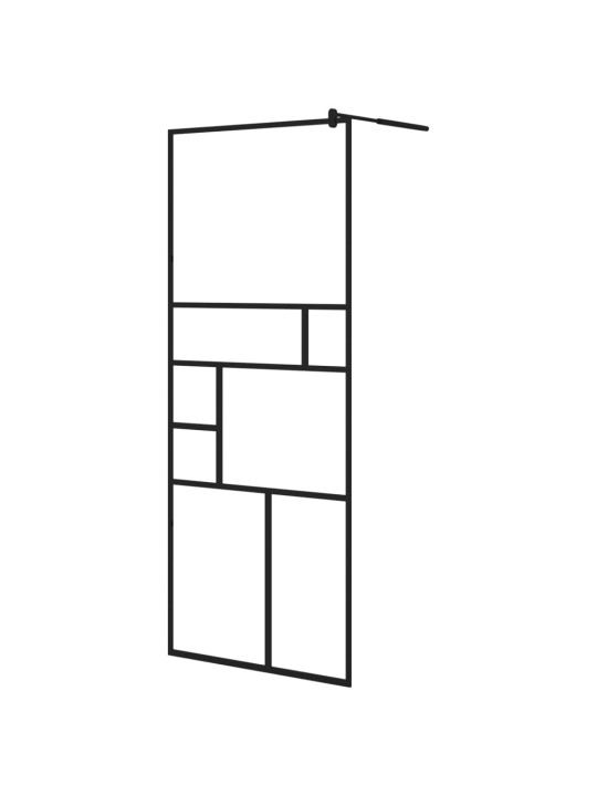 Suihkuseinäke hyllyllä musta 80x195 cm esg lasi ja alumiini