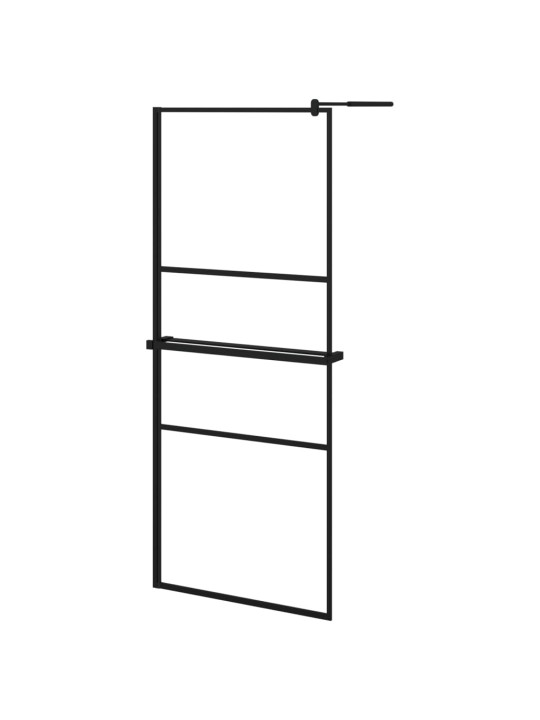 Suihkuseinäke hyllyllä musta 80x195 cm esg lasi ja alumiini