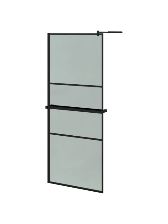 Suihkuseinäke hyllyllä musta 80x195 cm esg lasi ja alumiini