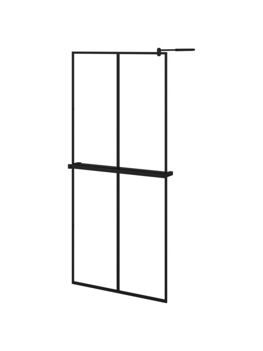 Suihkuseinäke hyllyllä musta 90x195 cm esg lasi ja alumiini