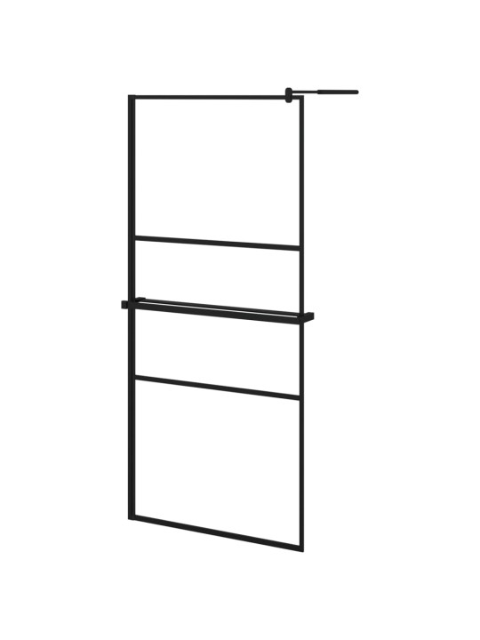 Suihkuseinäke hyllyllä musta 90x195 cm esg lasi ja alumiini
