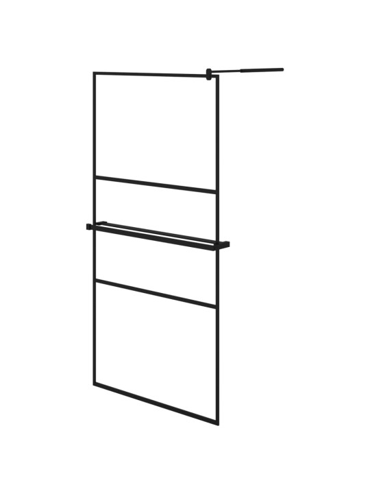 Suihkuseinäke hyllyllä musta 100x195 cm ESG lasi ja alumiini