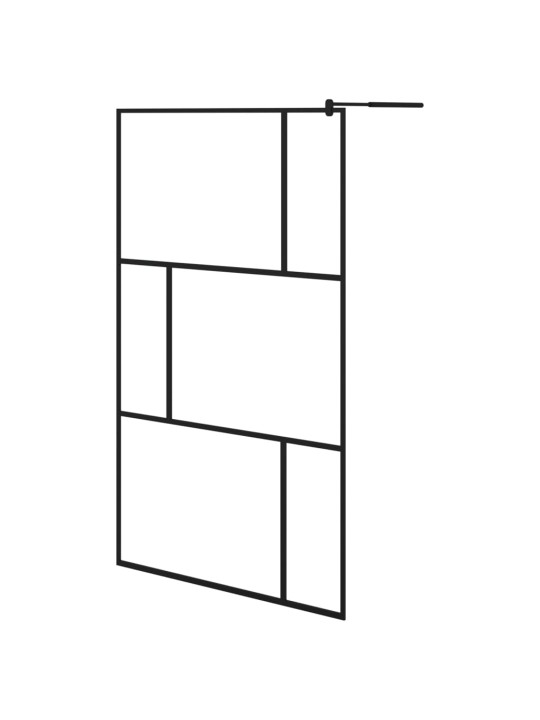 Suihkuseinäke hyllyllä musta 115x195 cm ESG lasi ja alumiini