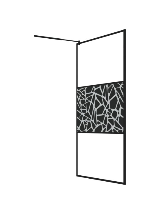 Suihkuseinäke hyllyllä musta 115x195 cm esg lasi ja alumiini