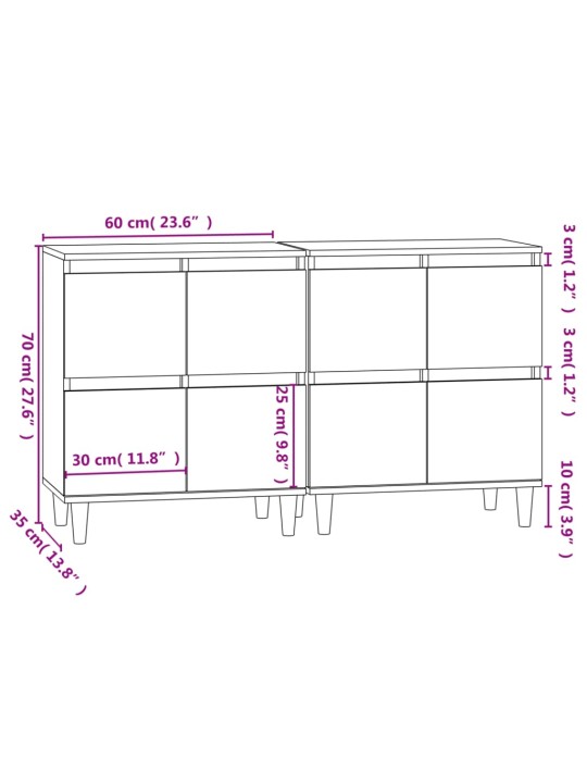 Senkit 2 kpl valkoinen 60x35x70 cm tekninen puu