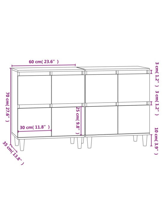 Senkit 2 kpl musta 60x35x70 cm tekninen puu