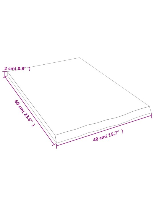 Kylpyhuoneen työtaso 40x60x2 cm käsittelemätön täysi puu