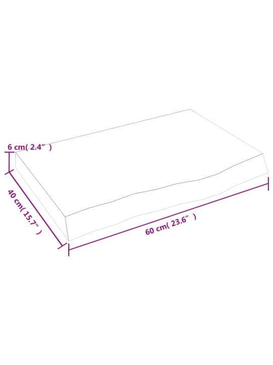 Kylpyhuoneen työtaso 60x40x(2-6) cm käsittelemätön täysi puu