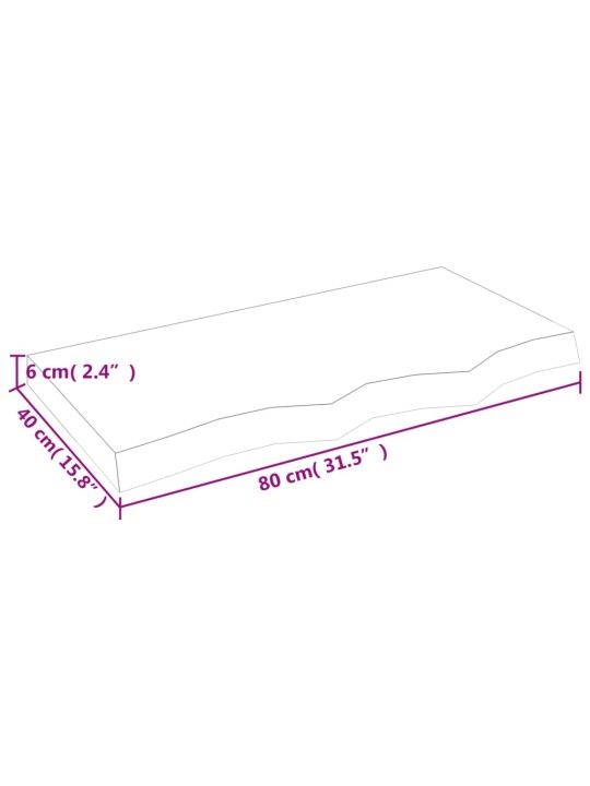 Kylpyhuoneen työtaso 80x40x(2-6) cm käsittelemätön täysi puu