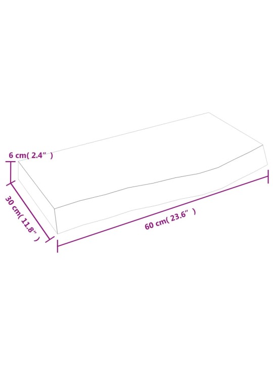 Kylpyhuoneen työtaso t.harmaa 60x30x(2-6)cm käsitelty täysi puu