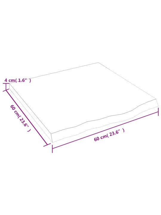 Pöytälevy 60x60x(2-4) cm käsittelemätön täystammi