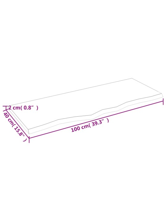 Pöytälevy 100x40x2 cm käsittelemätön täystammi