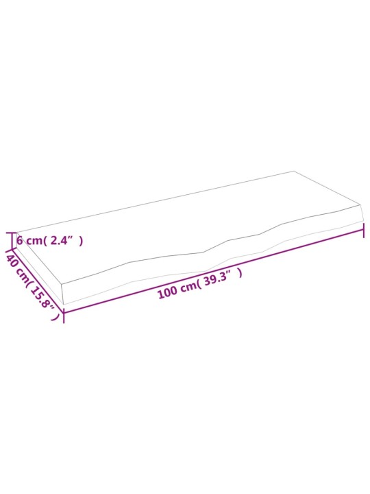 Pöytälevy 100x40x(2-6) cm käsittelemätön täystammi