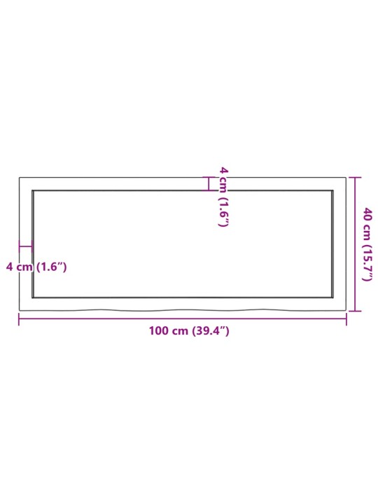 Pöytälevy 100x40x(2-6) cm käsittelemätön täystammi