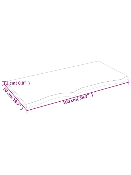 Pöytälevy 100x50x2 cm käsittelemätön täystammi