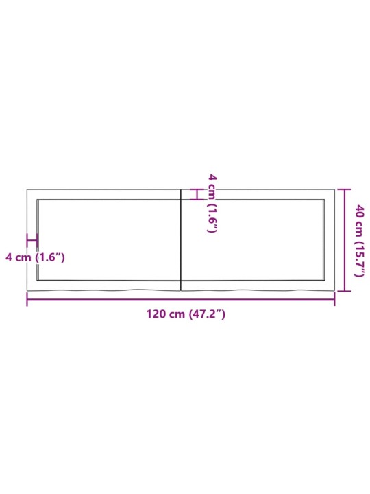 Pöytälevy 120x40x(2-6) cm käsittelemätön täystammi