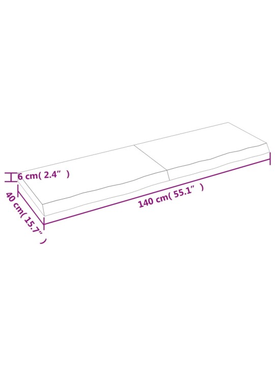 Pöytälevy 140x40x(2-6) cm käsittelemätön täystammi