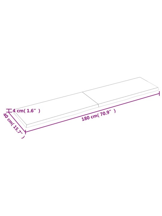 Pöytälevy 180x40x(2-4) cm käsittelemätön täystammi