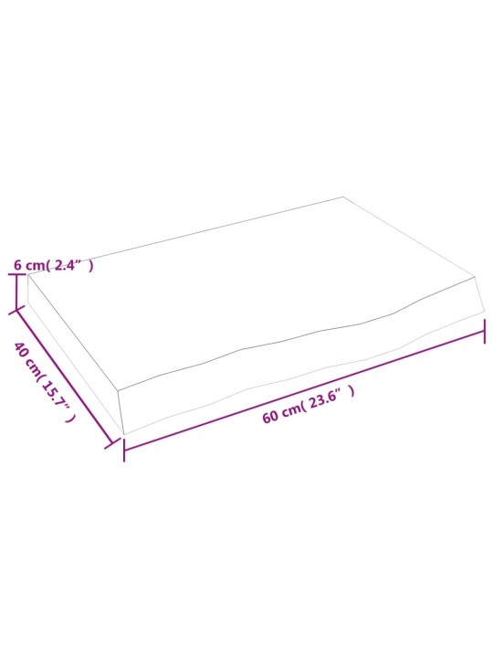 Pöytälevy vaaleanruskea 60x40x(2-6) cm käsitelty täystammi