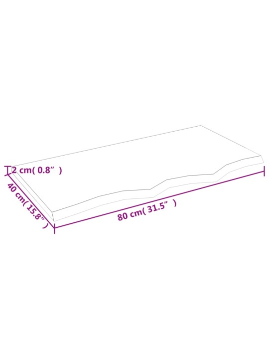 Pöytälevy vaaleanruskea 80x40x2 cm käsitelty täystammi