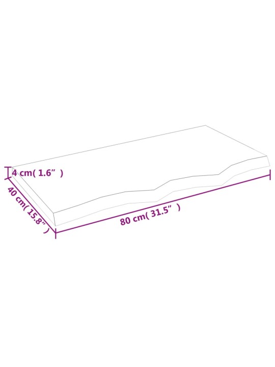 Pöytälevy vaaleanruskea 80x40x4 cm käsitelty täystammi