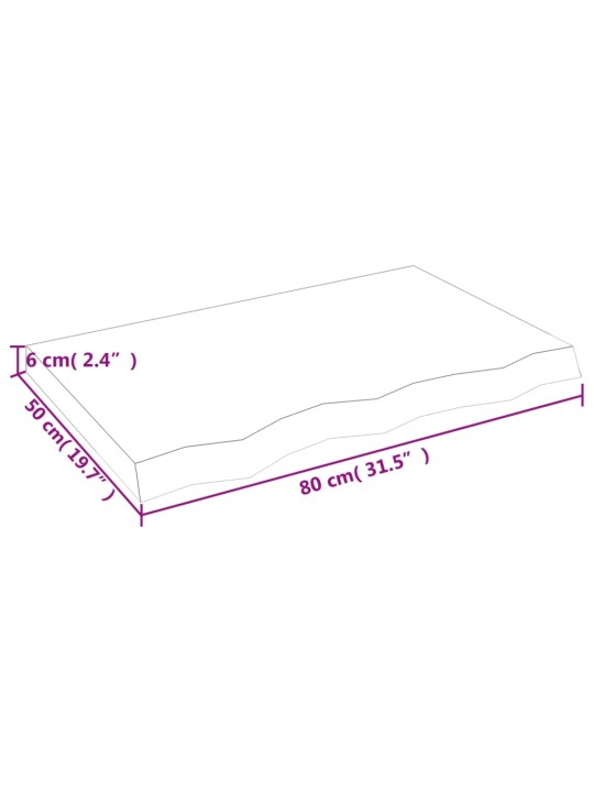 Pöytälevy vaaleanruskea 80x50x6 cm käsitelty täystammi