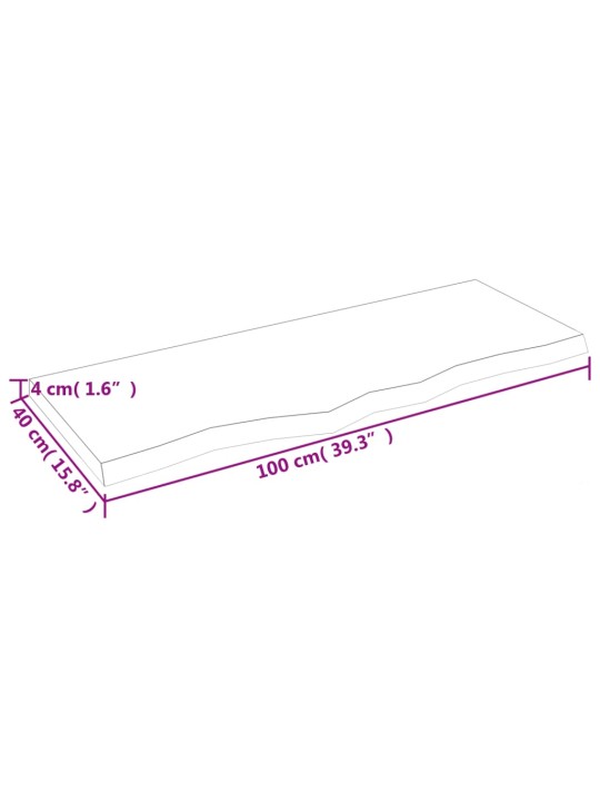 Pöytälevy vaaleanruskea 100x40x4 cm käsitelty täystammi