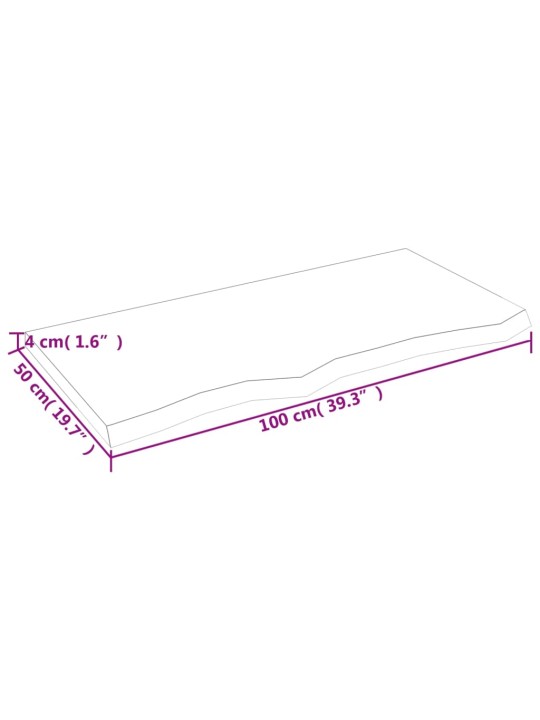 Pöytälevy vaaleanruskea 100x50x4 cm käsitelty täystammi