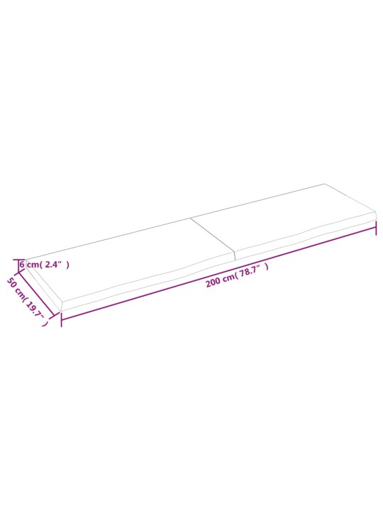 Pöytälevy vaaleanruskea 200x50x6 cm käsitelty täystammi