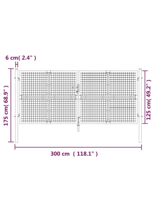 Puutarhan verkkoportti antrasiitti 300x175 cm galvanoitu teräs