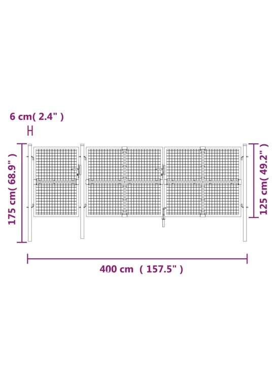 Puutarhan verkkoportti vihreä 400x175 cm galvanoitu teräs