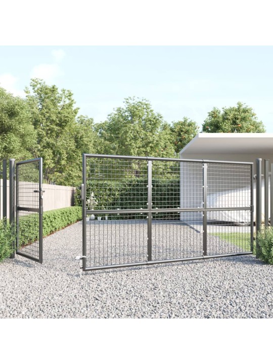 Puutarhan verkkoportti antrasiitti 350x175 cm galvanoitu teräs