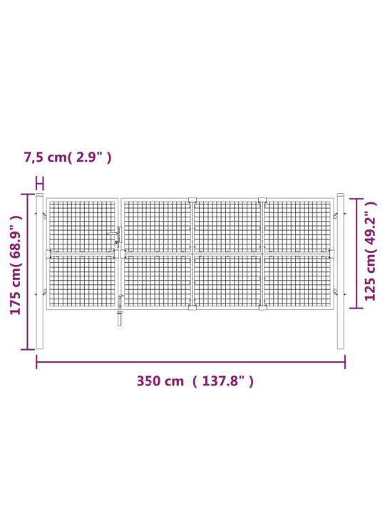 Puutarhan verkkoportti hopea 350x175 cm galvanoitu teräs