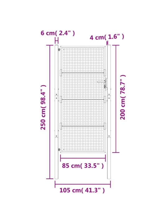 Puutarhaportti antrasiitti 105x250 cm teräs