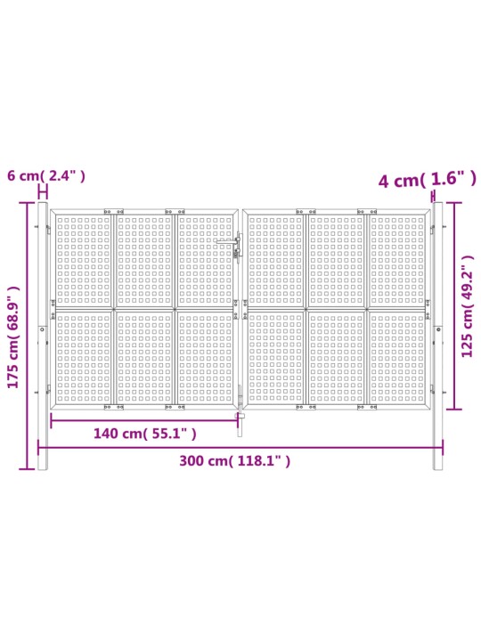 Puutarhaportti antrasiitti 300x175 cm teräs