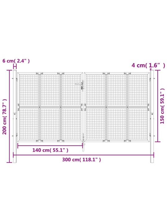 Puutarhaportti antrasiitti 300x200 cm teräs