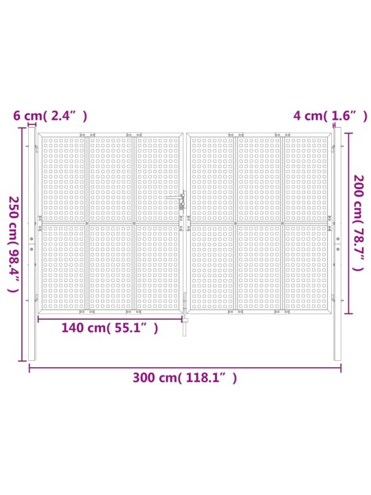 Puutarhaportti antrasiitti 300x250 cm teräs