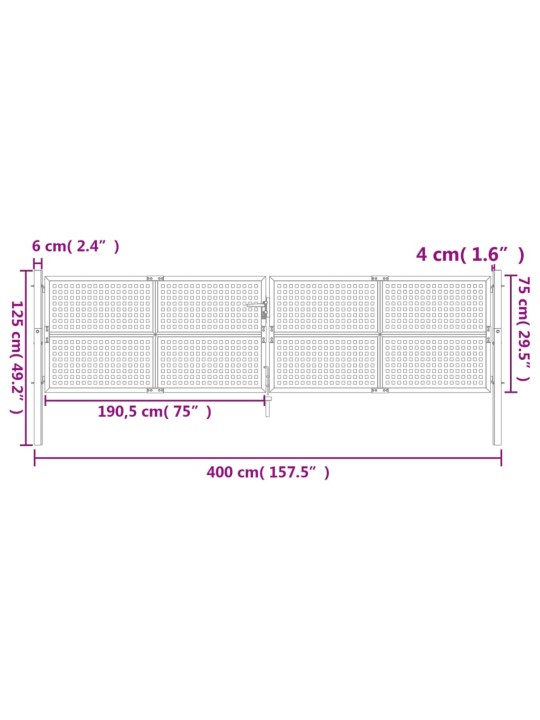 Puutarhaportti antrasiitti 400x125 cm teräs