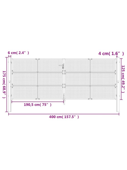 Puutarhaportti antrasiitti 400x175 cm teräs