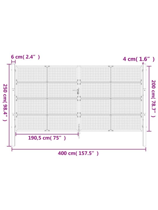 Puutarhaportti antrasiitti 400x250 cm teräs