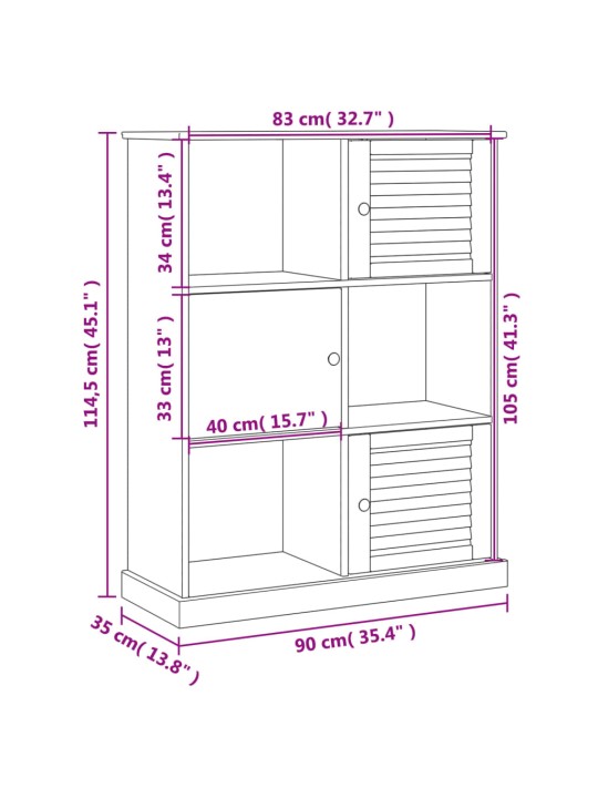 Kirjahylly VIGO 90x35x114,5 cm täysi mänty