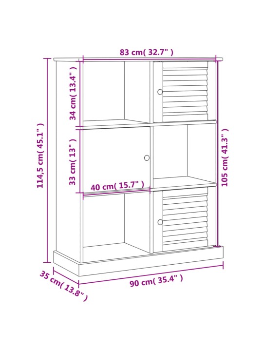 Kirjahylly VIGO harmaa 90x35x114,5 cm täysi mänty