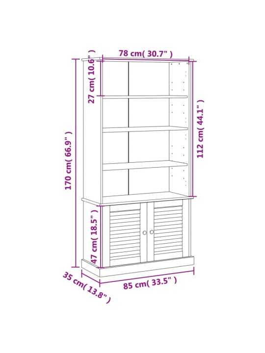 Kirjahylly VIGO harmaa 85x35x170 cm täysi mänty