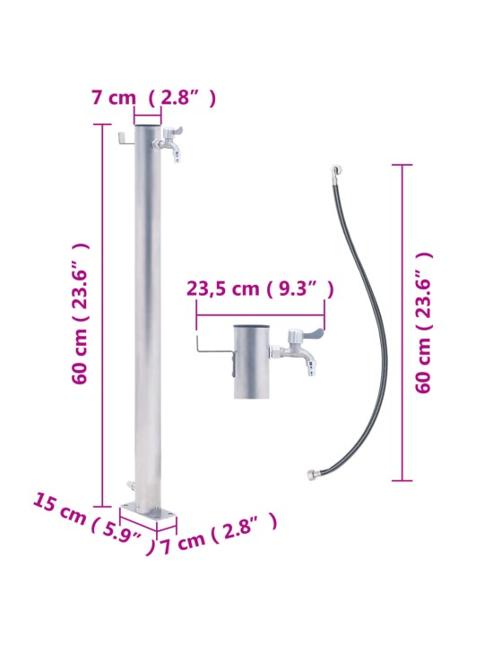 Puutarhan vesipylväs 60 cm ruostumaton teräs pyöreä