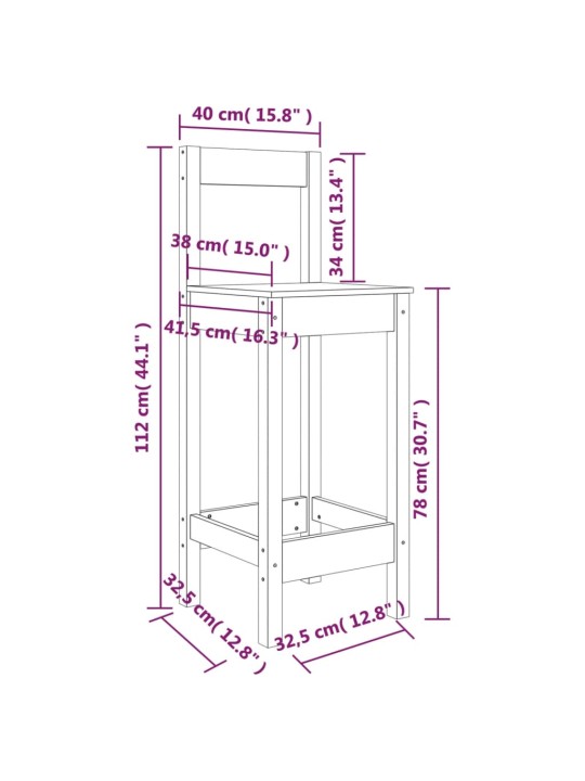 Baarijakkarat 2 kpl valkoinen 40x41,5x112 cm täysi mänty